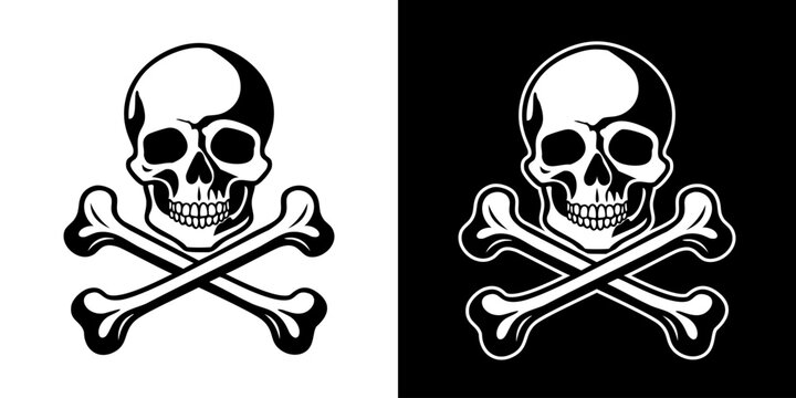 Hand drawn skull and crossbones tattoo vector illustration