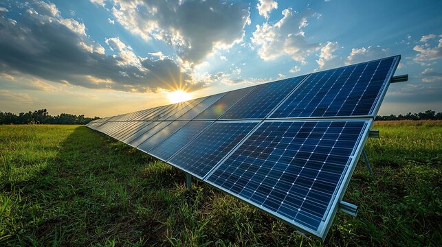 Solar panel array in an industrial setting, energy efficiency, renewable power generation, sustainable technology implementation