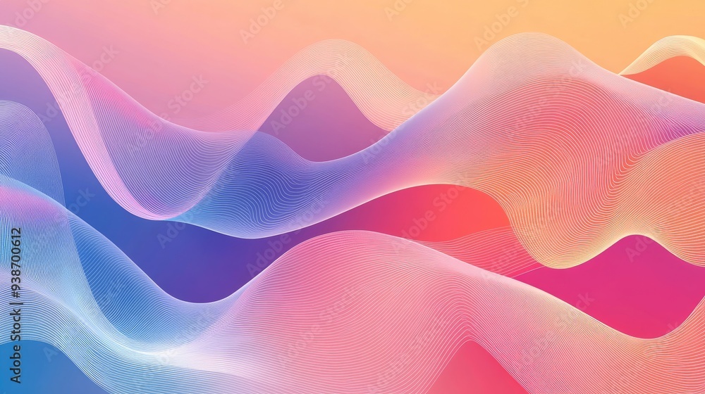 Fototapete A gradient abstract background with dynamic waves, creating a modern and fluid design.