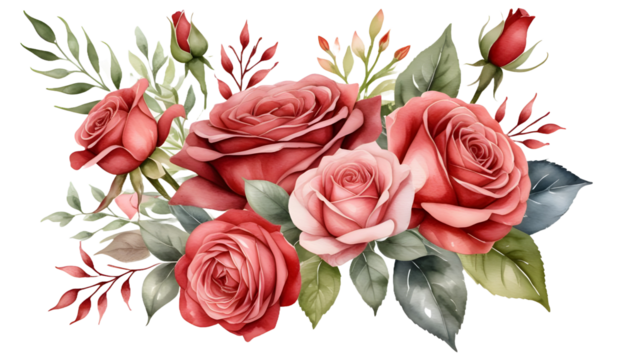 Watercolor Red Rose, Wedding Invitation Design