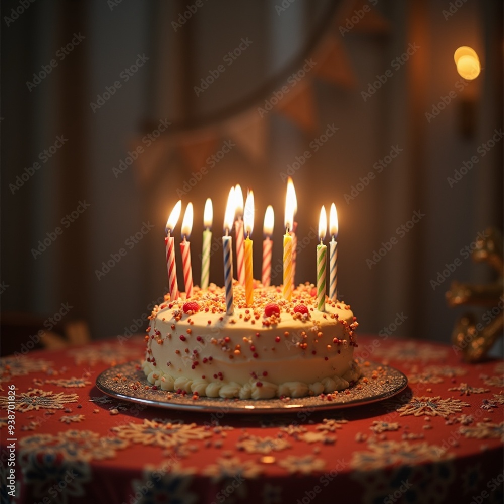 Wall mural birthday cake with candles