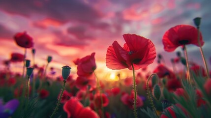 Poppy Field at Sunset