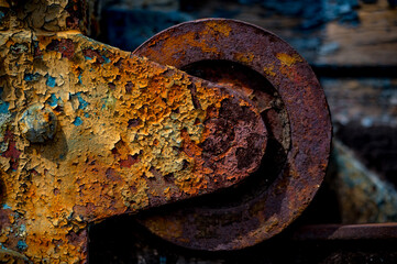 Rusted detail of an old railway wagon