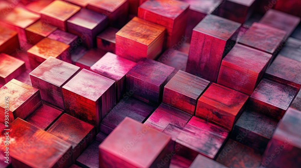 Aufkleber abstract background geometric pattern of cubes 3d render. generative ai