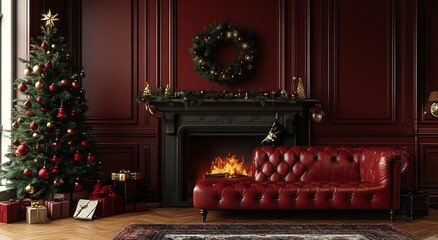 Fototapeta premium Christmas tree in the interior of the church