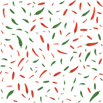 Hand drawn Chilli pattern background vector design, flat illustration.