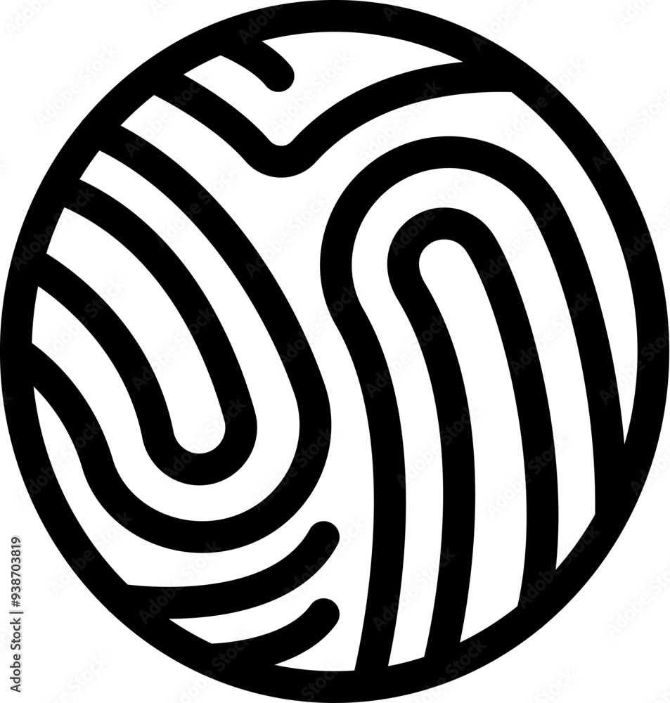 Aufkleber black and white fingerprint pattern is forming a circle with curved lines