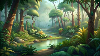 a subtropical forest environment illustration background