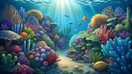 Fototapeta premium a coral reef environment illustration background