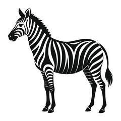 Stylized Vector Silhouette of a Zebra on a White Background