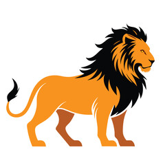 Black and Orange color Lion Silhouette Vector Design on a White Background