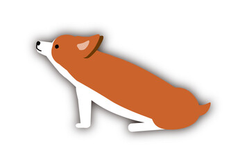 左向きのおすわりするコーギーのイラスト