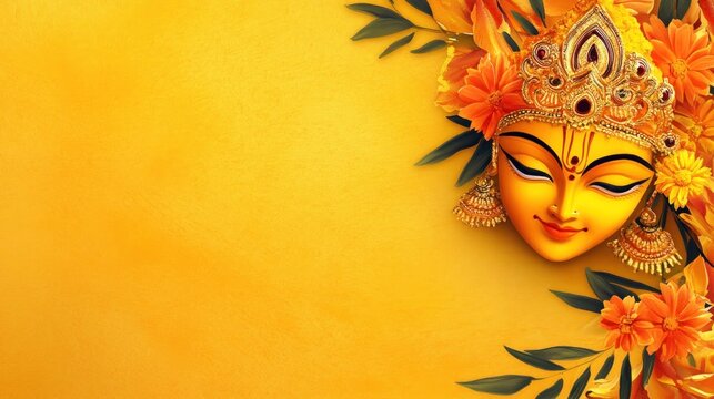 Happy Navratri Celebration Poster, Lotus Flowers Background.