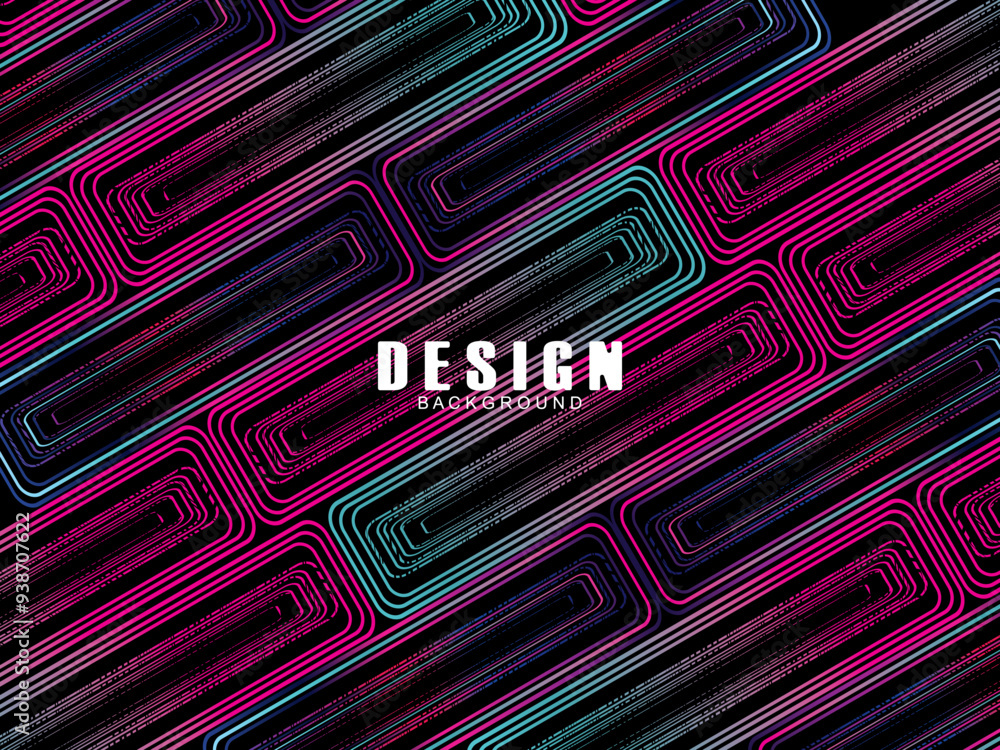 Fototapete futuristic abstract technology shining rainbow light lines with modern lines pattern black backgroun