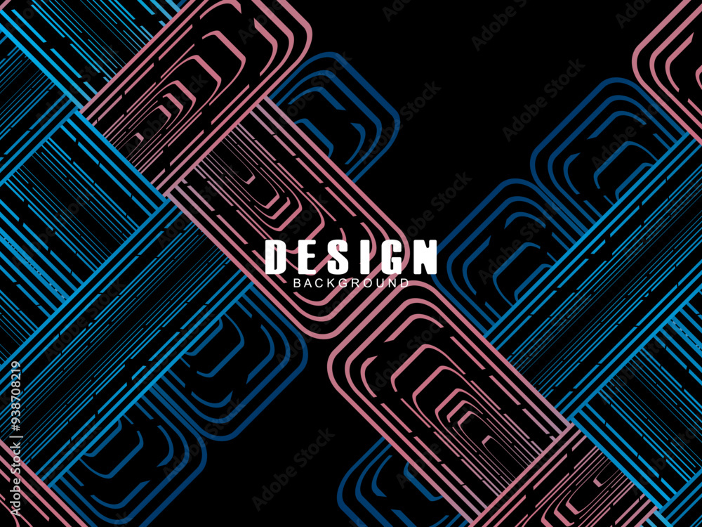 Fototapete futuristic abstract technology shining rainbow light lines with modern lines pattern black backgroun