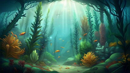 Obraz premium a kelp forest environment illustration background