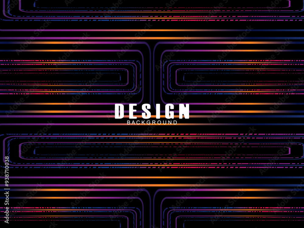 Fototapete futuristic abstract technology shining rainbow light lines with modern lines pattern black backgroun