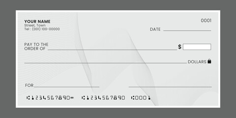 Blank bank cheque check voucher mockup template vector.