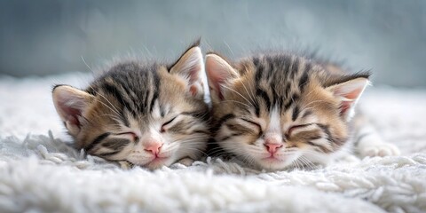 Two adorable baby cats sleeping comfortably , cute, kittens, pets, animals, feline, cozy, peaceful, resting, fur, whiskers, domestic