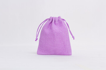 Bolsa de yute cerrada de color lila, pequeña con cordón