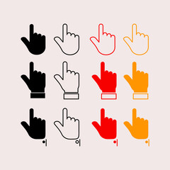 Set of hand, cursor, click icon sign and symbol vector illustration. Isolated on white background.