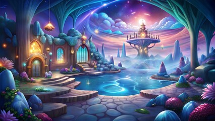 a dream realm environment illustration background