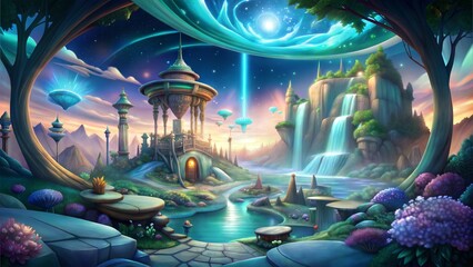 a dream realm environment illustration background