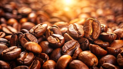 Obraz premium Rich warm brown coffee beans radiating comfort and tranquility, coffee, beans, aroma, rich, warm, brown, tones, comfort