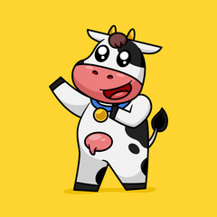 Cute Cow character mascot with happy pose 
