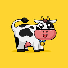 Cute Cow character with happy pose - mascot