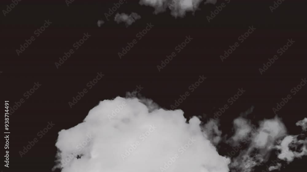 Poster moving clouds animation on dark background