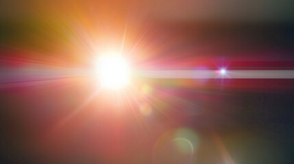 Abstract light lens flare with colorful halos on a blurred black background. Bokeh overlay featuring sun rays and lens flares in a vector style, highlighting the ethereal and dreamy atmosphere created