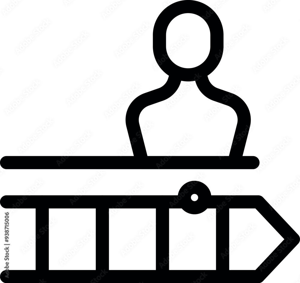 Poster line drawing of a career path with a person standing above a ladder pointing to the right