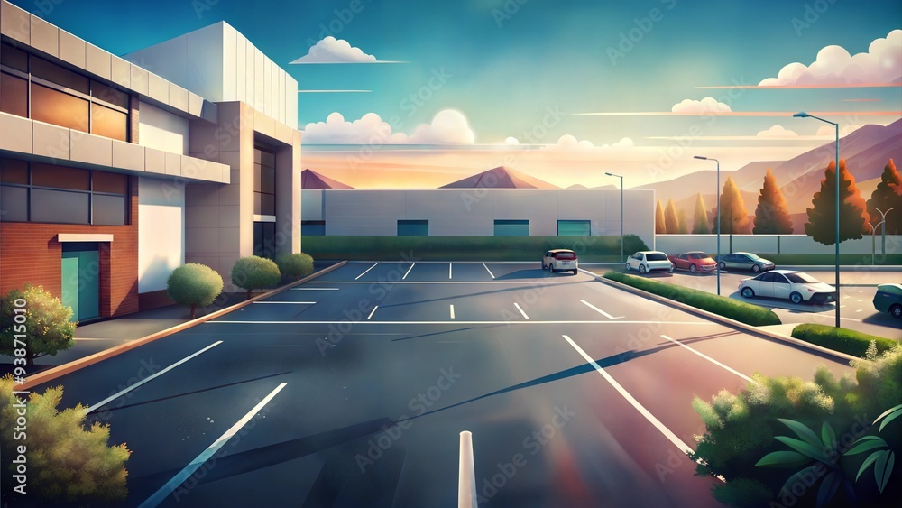 Wall mural a parking lot environment illustration background