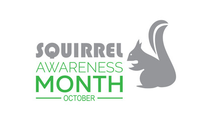 Squirrel Awareness Month is observed every year on October. Animal Awareness concept. background, placard, banner template Vector illustration design.