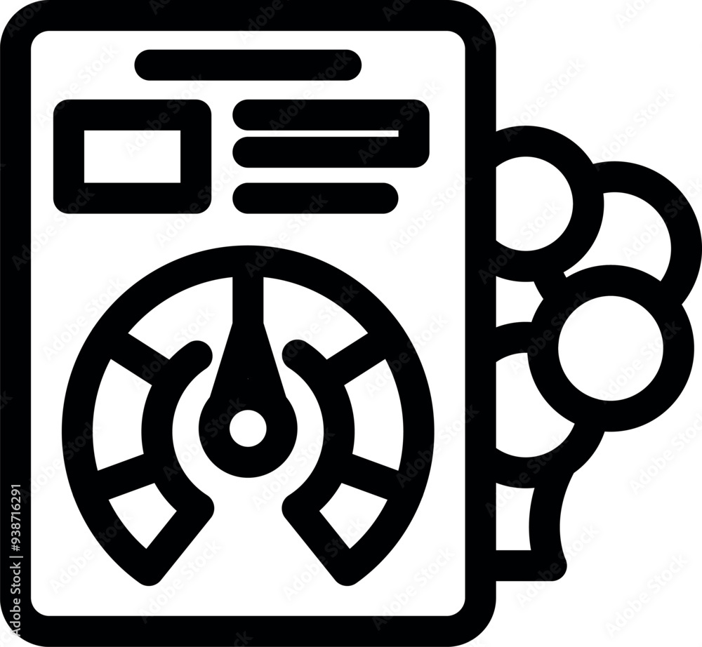 Poster businessman is using a speedometer and cogwheels to analyze key performance indicators