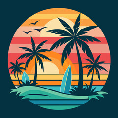 Summer t-shirt design bundle, summer beach vacation t-shirts, summer surfing t-shirt vector design