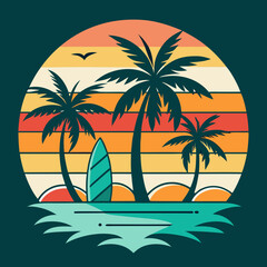 Summer t-shirt design bundle, summer beach vacation t-shirts, summer surfing t-shirt vector design