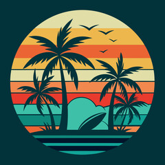 Summer t-shirt design bundle, summer beach vacation t-shirts, summer surfing t-shirt vector design