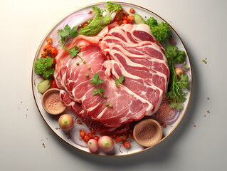 Fillet meat with tomatoes and bread.