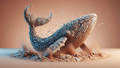 Fototapeta premium trash whalle in sand splash