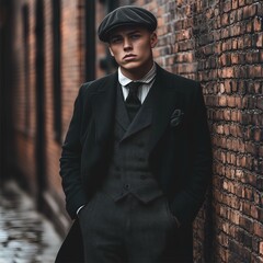 A man dressed cool like in the movie Peaky Blinders