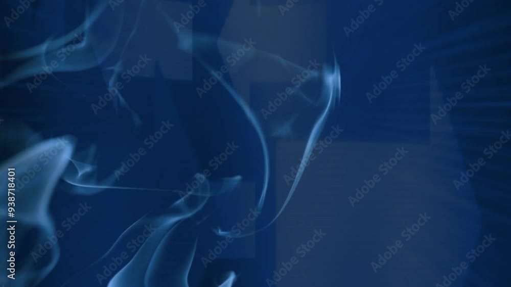 Sticker blue smoke animation over dark background, creating abstract visual effects