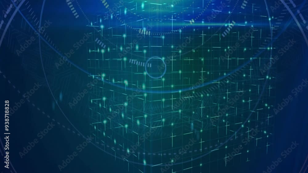 Poster futuristic technology animation with digital grid and data points