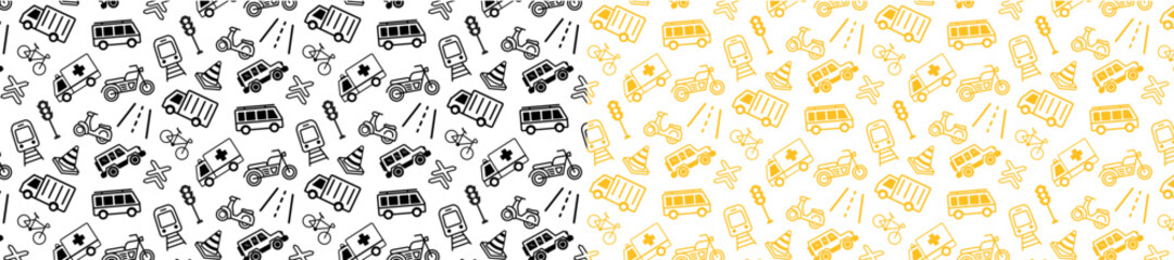 traffic car vehicle seamless pattern background doodle