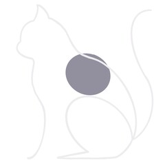 Illustration of a cat in various contexts used to decorate the work.