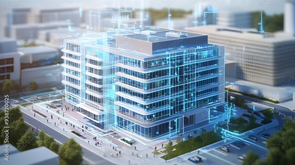 Poster digital twin technology optimizing the energy usage and efficiency of a contemporary commercial or r