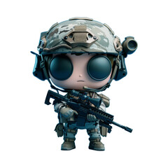 Fototapeta premium 3D Render of a Soldier Toy Holding a Rifle.