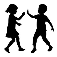 Obraz premium silhouettes of children playing vector illustration