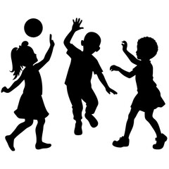 silhouettes of children playing vector illustration